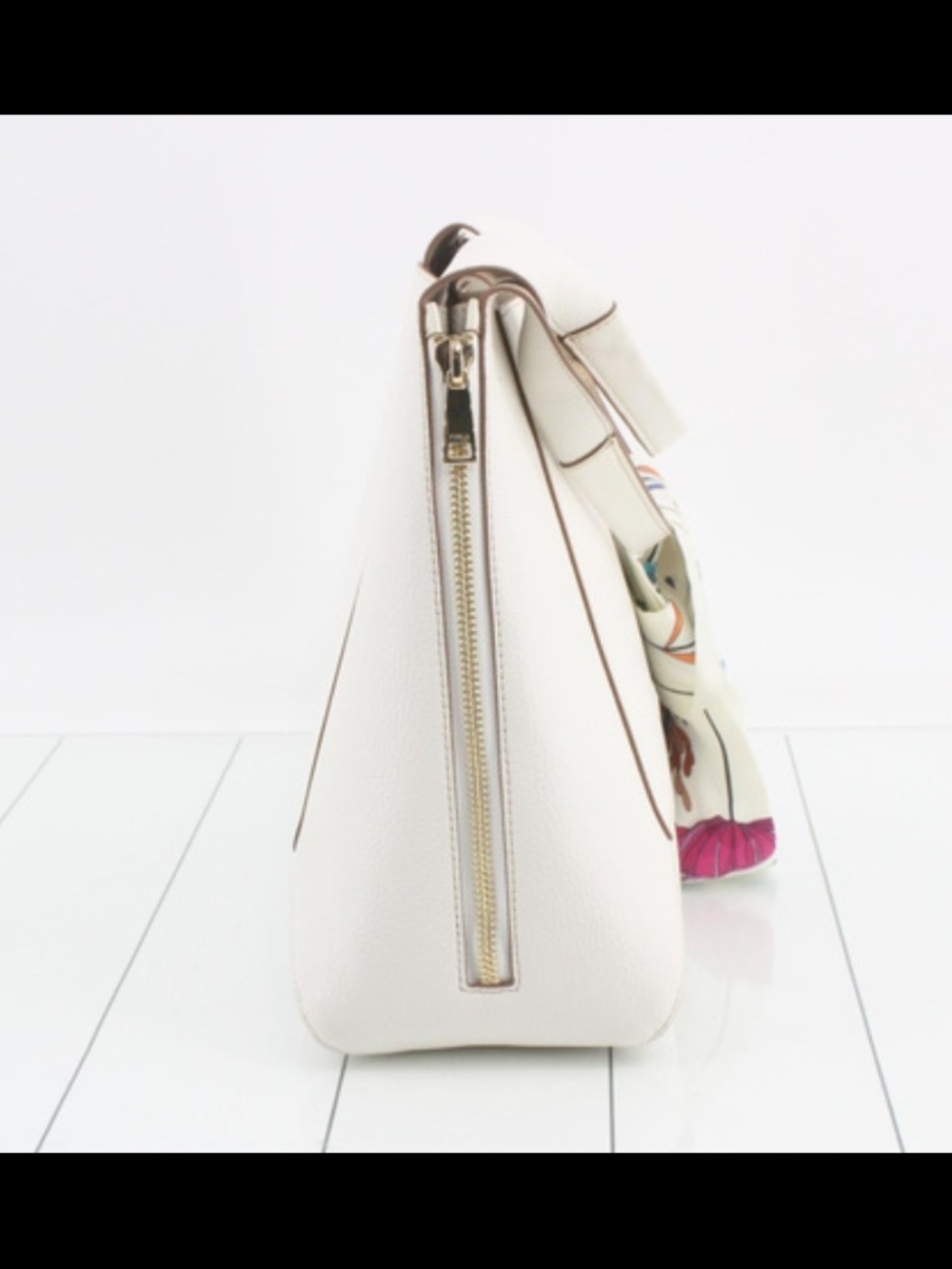 Furla Ivory Leather Hobo Bag with Scarf - Picture 5 of 9